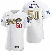 Dodgers 50 Mookie Betts White Gold Nike 2020 World Series Champions Cool Base Jersey Dzhi,baseball caps,new era cap wholesale,wholesale hats